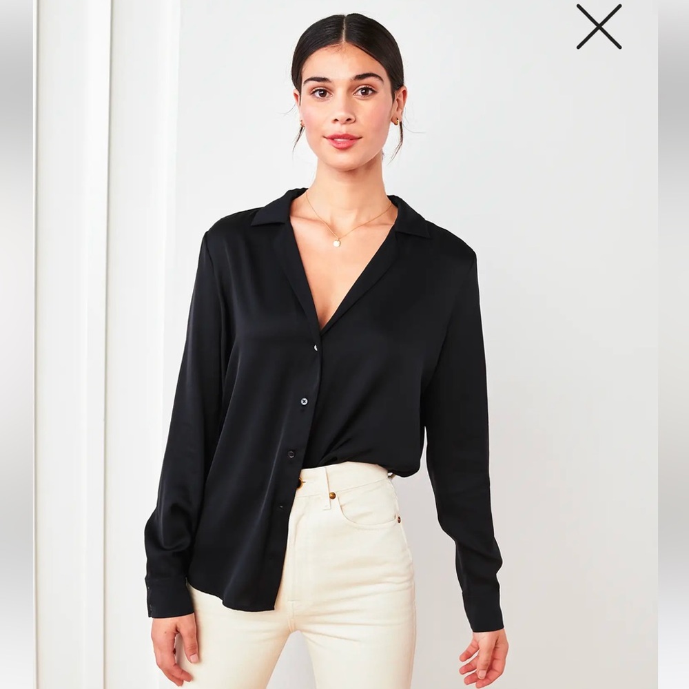 New Quince Washable Silk Notch Collar Blouse - Small